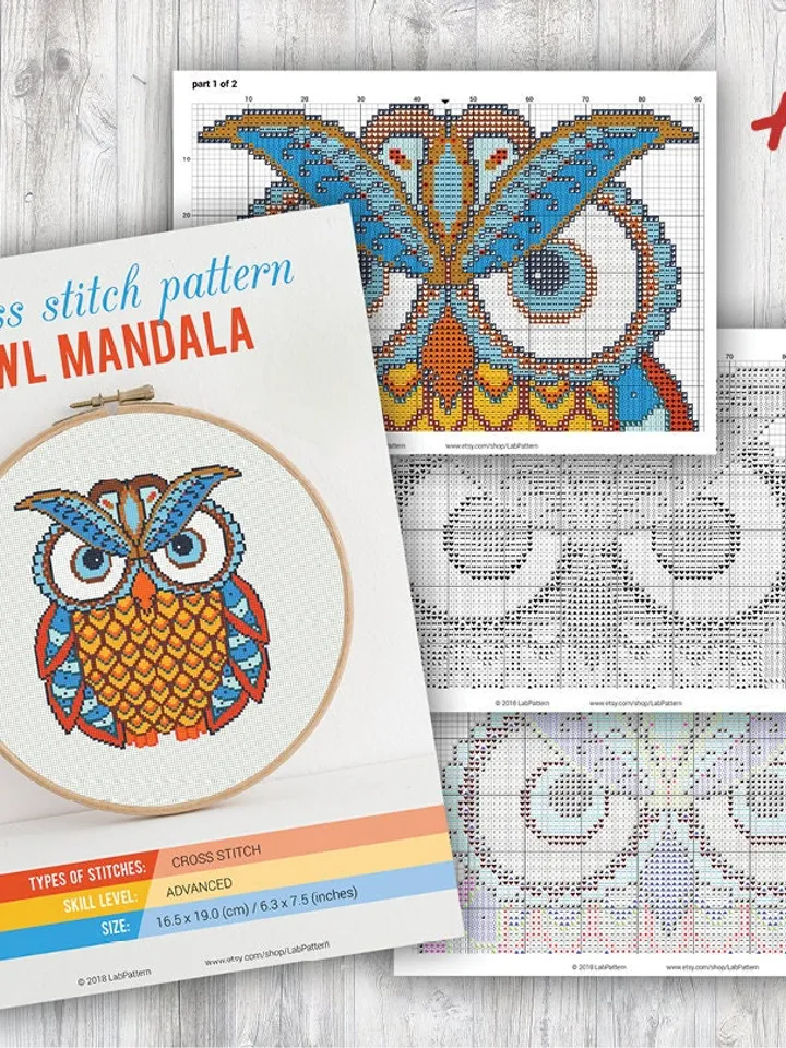 Mandala Owl Cross stitch pattern Bird | Embroidery Pattern | Instant Download | Cross Stitch Patterns | Embroidery Designs