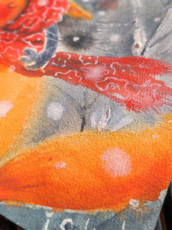 27×27cm Artwork by Julia Schigal "Winter Date" - watercolor, gouache, pastel