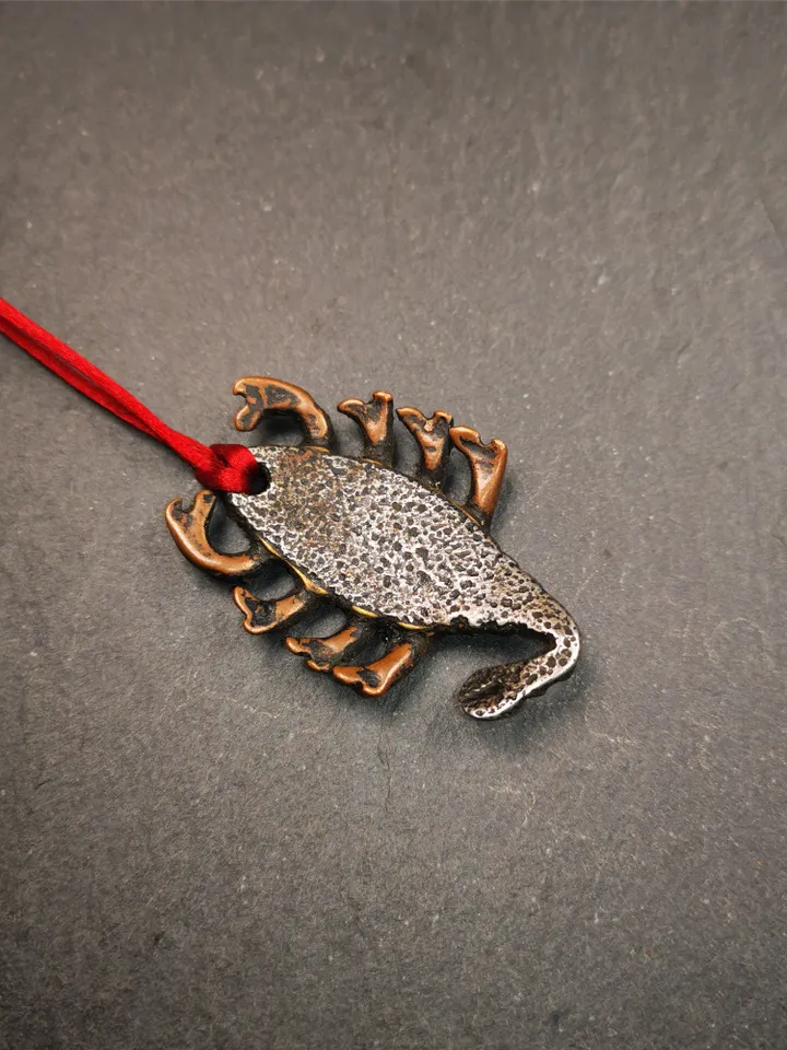 Gandhanra Handmade Tibetan Amulet,Scorpion Guru of Padmasambhava, Buddhist Scorpion Totem Pendant, Made of Cold Iron,1.6"