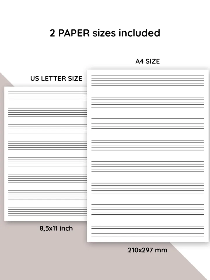 Kids printable sheet music. Blank sheet music printable. Piano staff paper. Blank music paper. Learn piano.