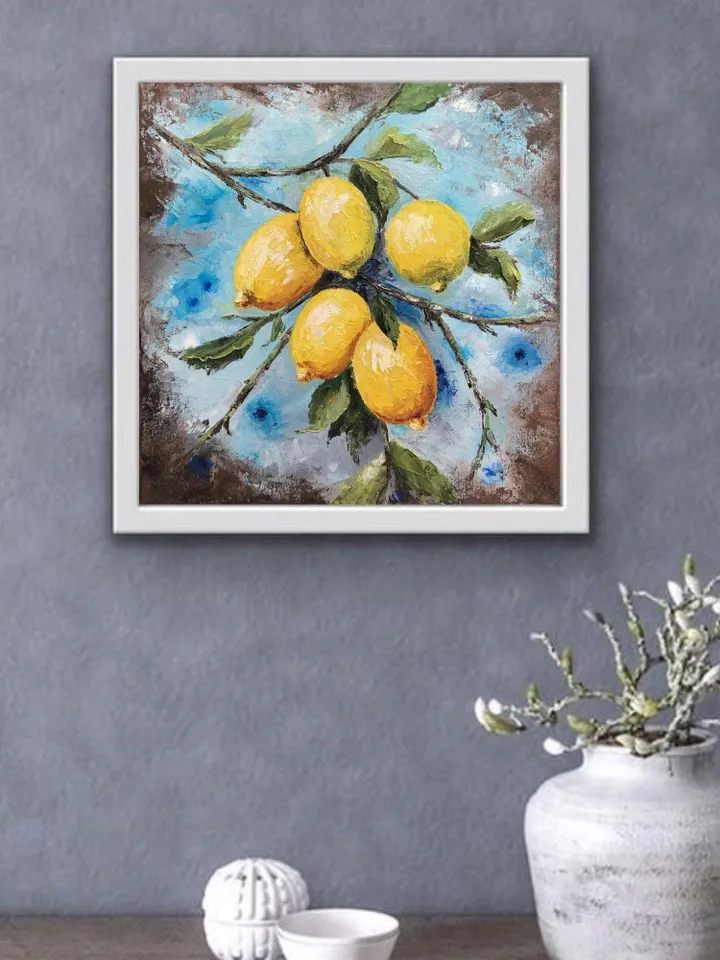 Lemons Original Painting Fruits Oil Painting Kitchen Still life Food Painting