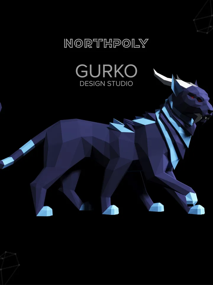 Chimera Cat Papercraft, Cat, Digital Template, PDF Download, Gurko, Low Poly, Pepakura, Origami Sculpture, Paper Party Decoration, DIY Gift