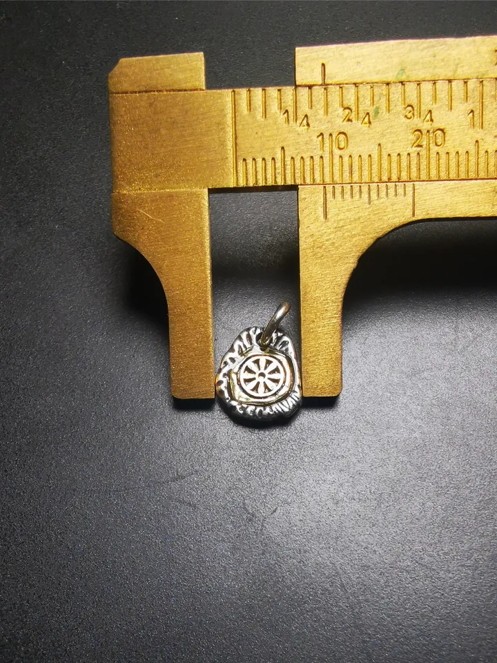 Gandhanra Tibetan Buddhist Amulet,Lucky Wheel Pendant for Prayer Bead, Mala Accessories,Sterling Silver Gold Plated,Tibetan Jewelry