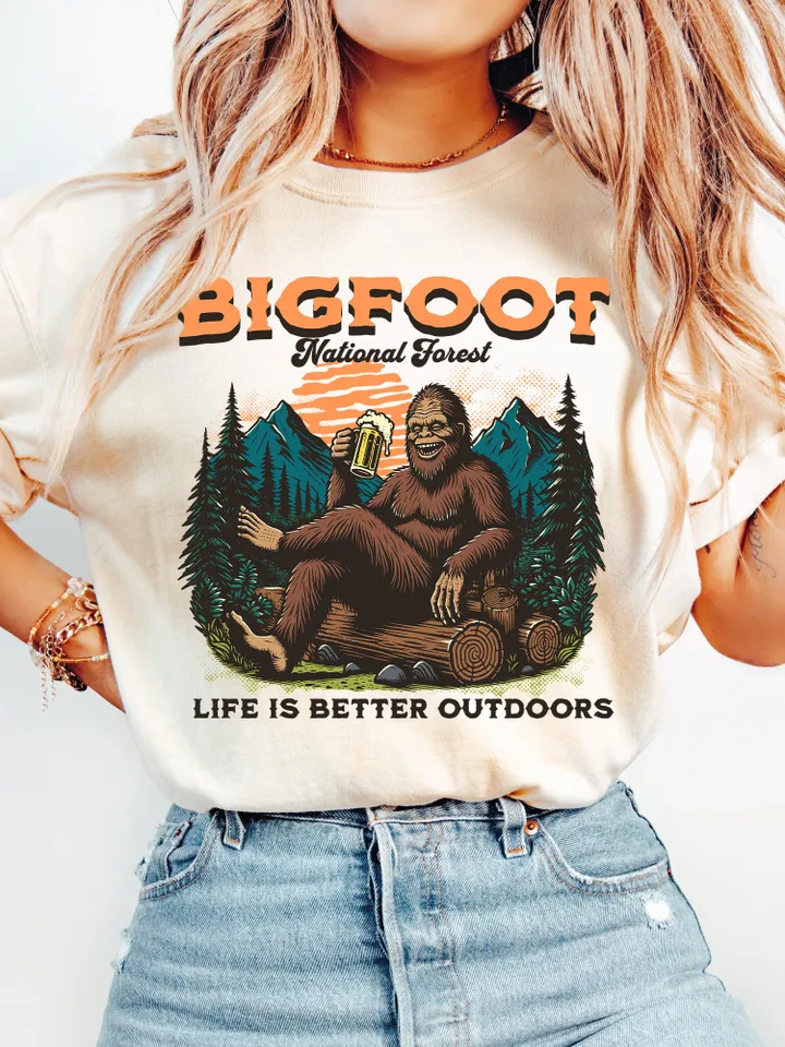Life Is Better Outdoors Sublimation Design PNG Digital Download Printable Camping Wanderlust Travel Adventure Bigfoot Groovy Retro Outdoors