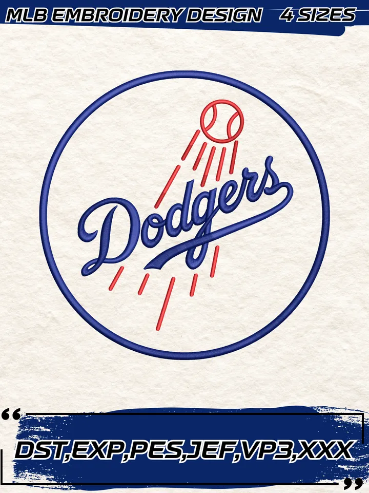 Los Angeles Dodgers Alternate Logo Embroidery Design,MLB Embroidery Design,Machine Embroidery Design File,4 Sizes, Digital Download