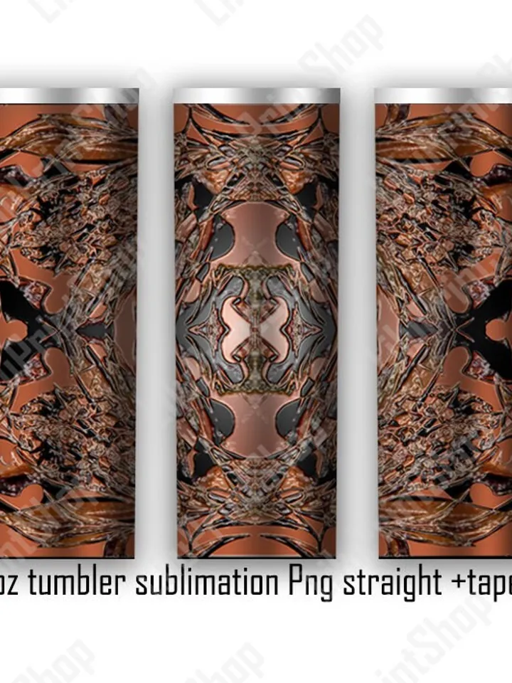 Tooled leather Tumbler sublimation designs, Brown tumbler wrap PNG for 20oz skinny straight & tapered tumbler / Instant download