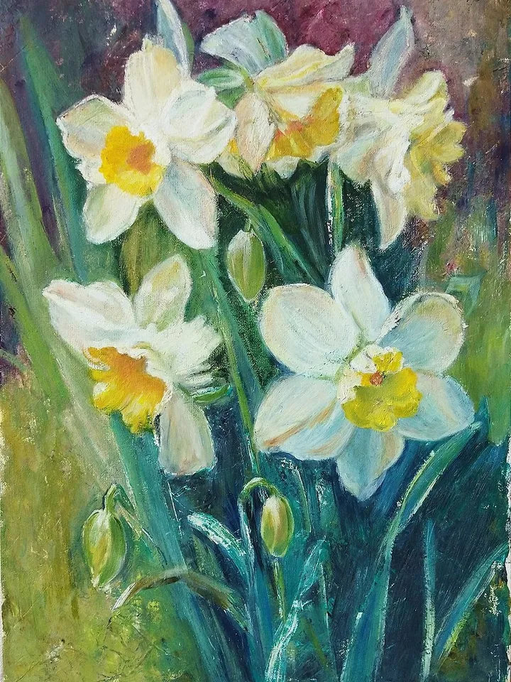 Bouquet of flowers original oil painting on canvas