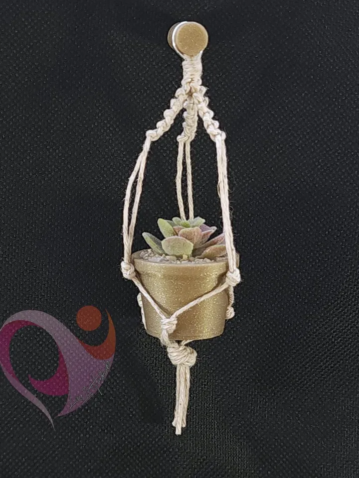 Mini Macrame Plant Magnet Tiny Succulent Fridge Magnet Boho Locker Decor Cute Gift for Plant Lovers Cubicle Decoration
