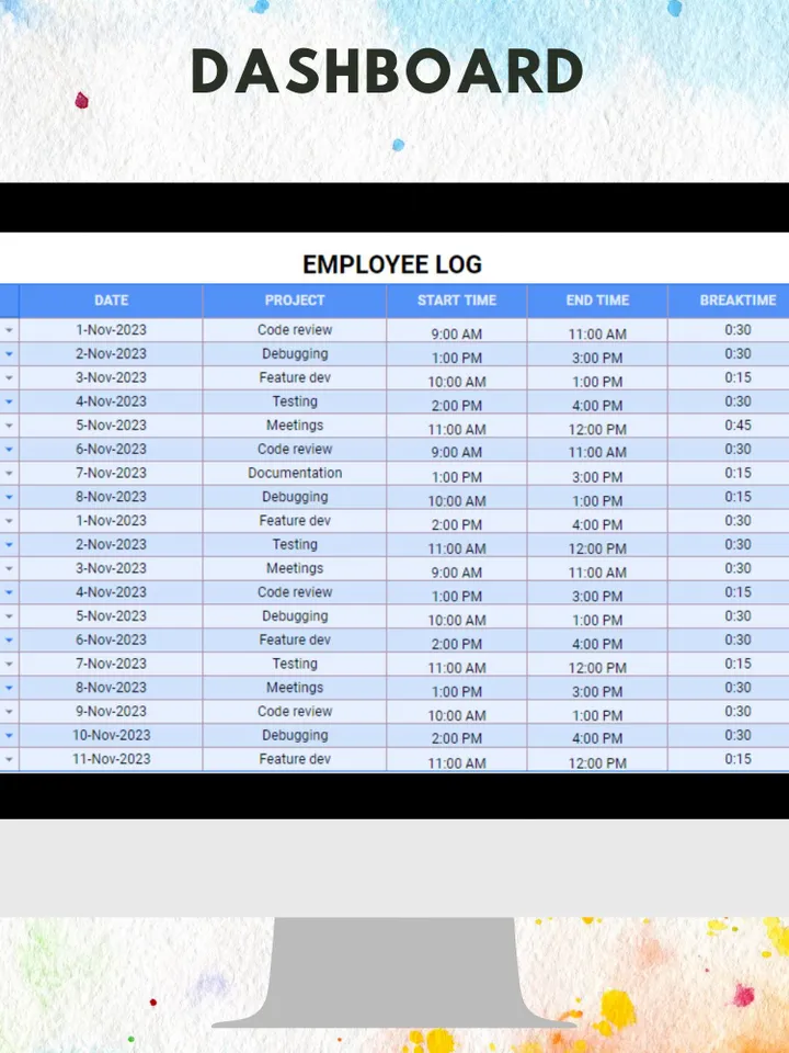 Office Timesheet Template, Editable Google Sheets, Easy-to-Use, Digital Download for Employee Time Tracking, Work Hours, and Payroll