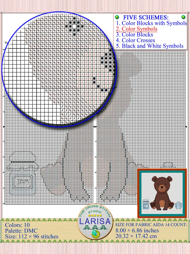 Bear Cross Stitch Pattern | Adorable Bear Cub Stitch Pattern