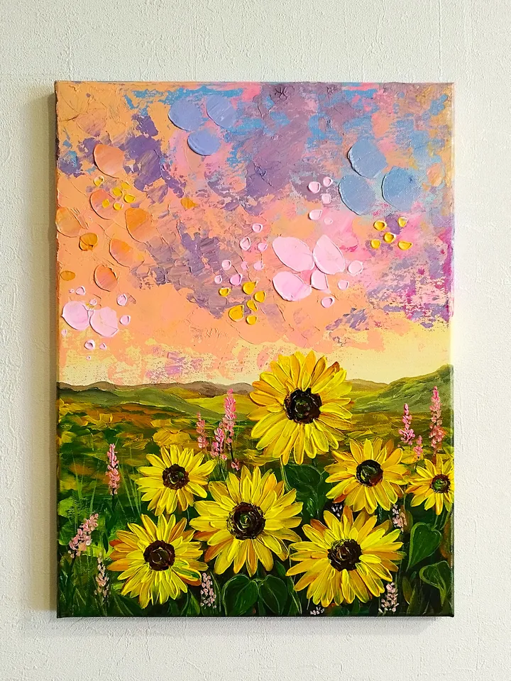 Sunflowers Painting Acrylic Textured Artwork Nature Art