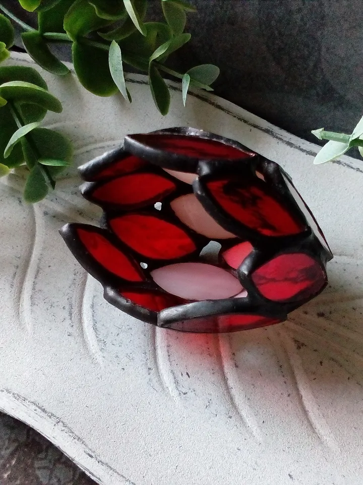 Dragon egg ring holder - handmade stained glass, home decor