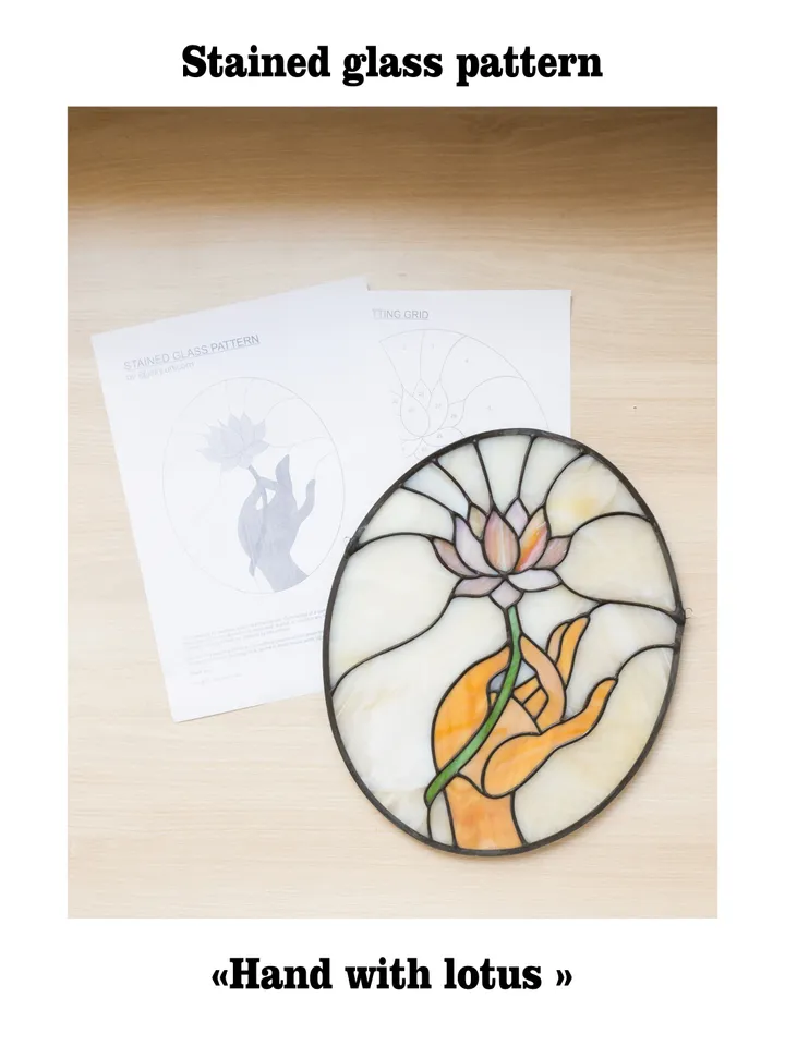 Stained glass pattern with lotus
