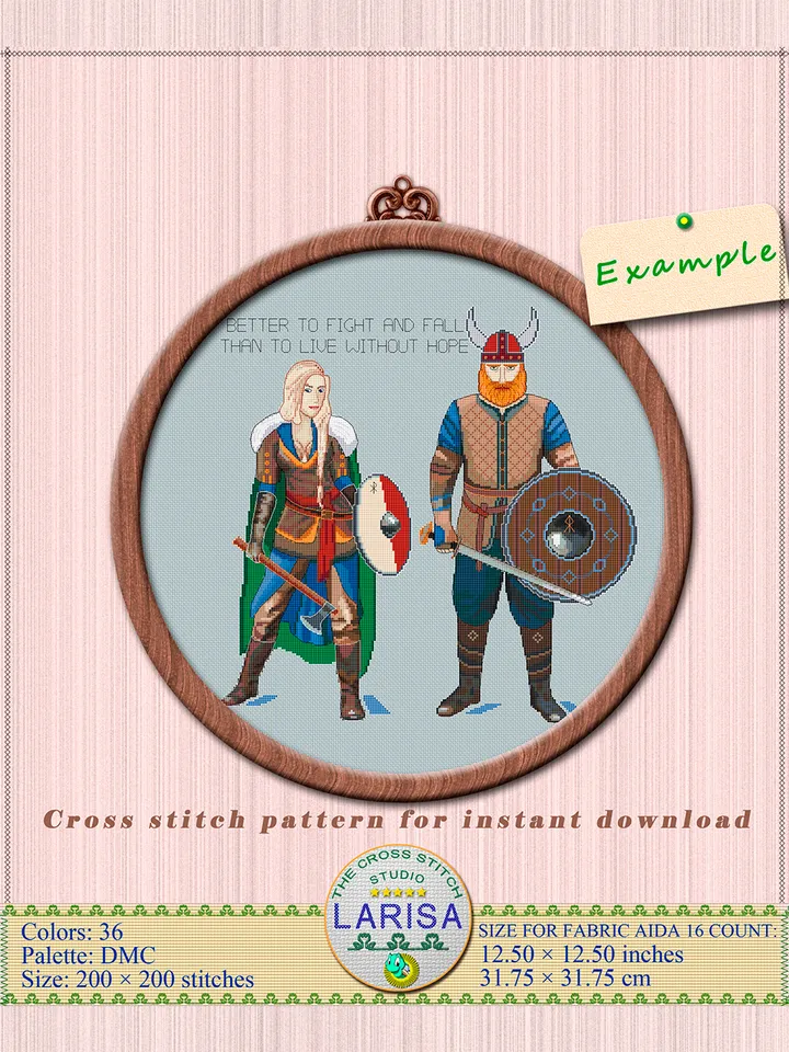 Vikings Cross Stitch Pattern | Viking Warriors | Konung
