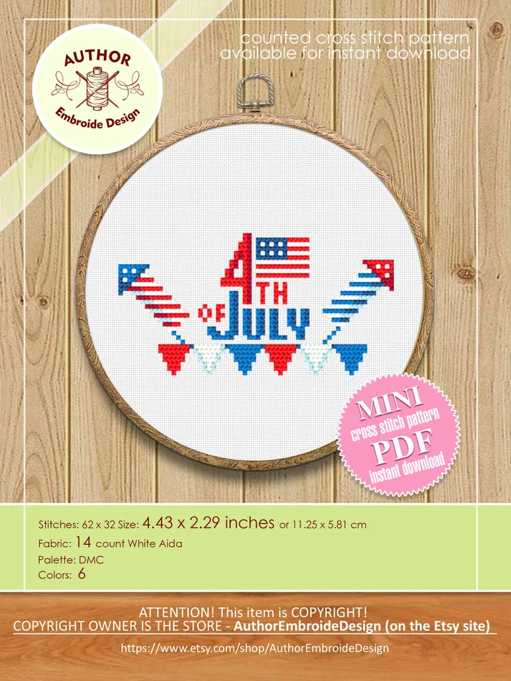 Independence Day july 4 cross stitch pattern PDF download American flag cross stitch chart, Patriotic cross stitch, Firework embroidery #T20