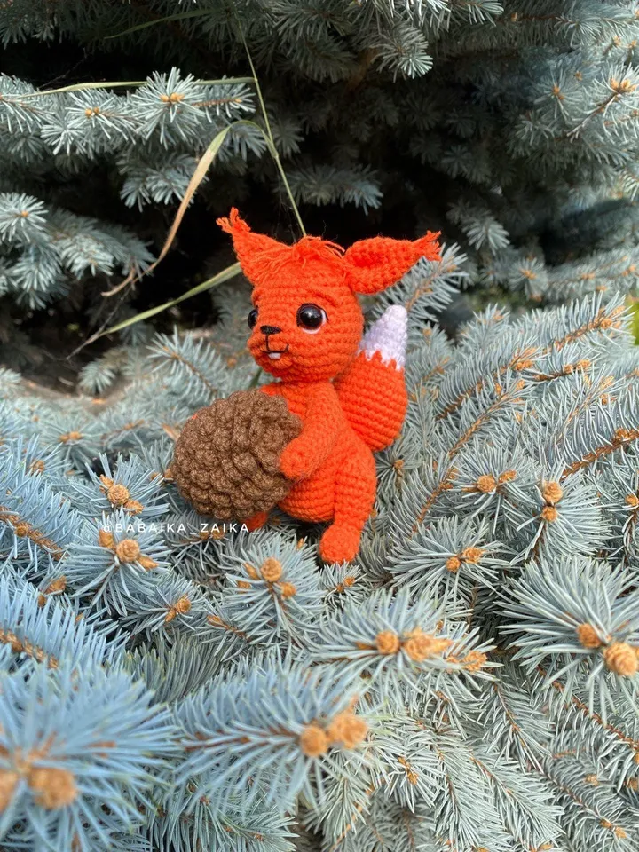 PDF Crochet Squirrel in the Basket Pattern, Amigurumi Squirrel, Crochet Forest Pattern, Crochet Squirrel, Amigurumi animal, Forest toy