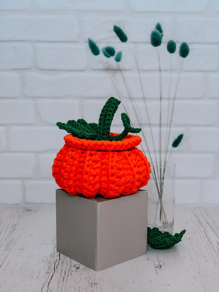 Crochet basket pumpkin and coaster PDF pattern, digital instant download