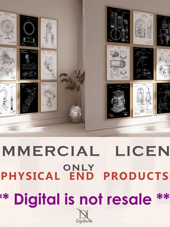 3600 Patent Commercial License for Only Physical Product, Blueprint Wall Art, Commercial License Bundle, Physical Product Commercial License