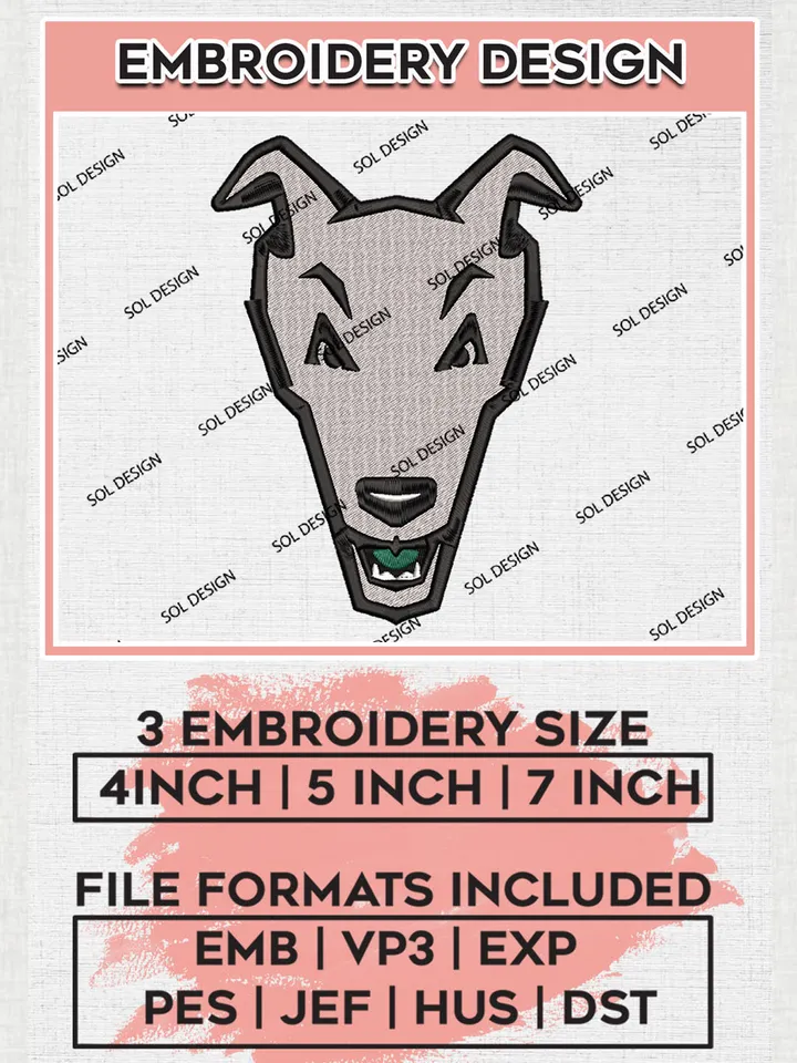 Loyola Maryland Greyhounds Mascot Embroidery Designs, NCAA Logo Embroidery Files, NCAA Loyola Maryland Logo, NCAA Embroidery Designs, Machine Embroidery Designs, Digital Download