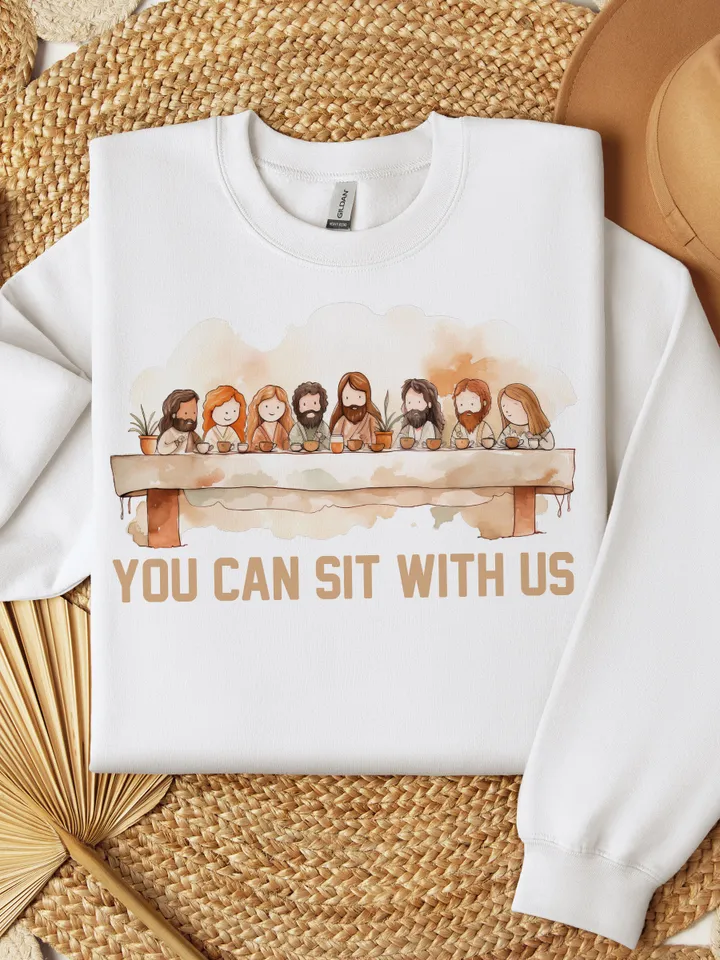 Easter Jesus png, Christian Sublimation Jesus png, You Can Sit With Us, Faith Shirt Easter Lord's Last Supper Disciples, Jesus Sublimation