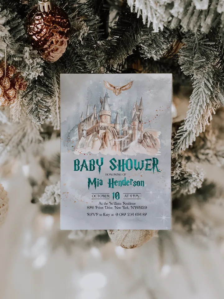 Christmas Magic School Baby Shower Invitation; Editable Winter Wizard Baby Shower invitation; Magic School Baby Shower Printable Invitation