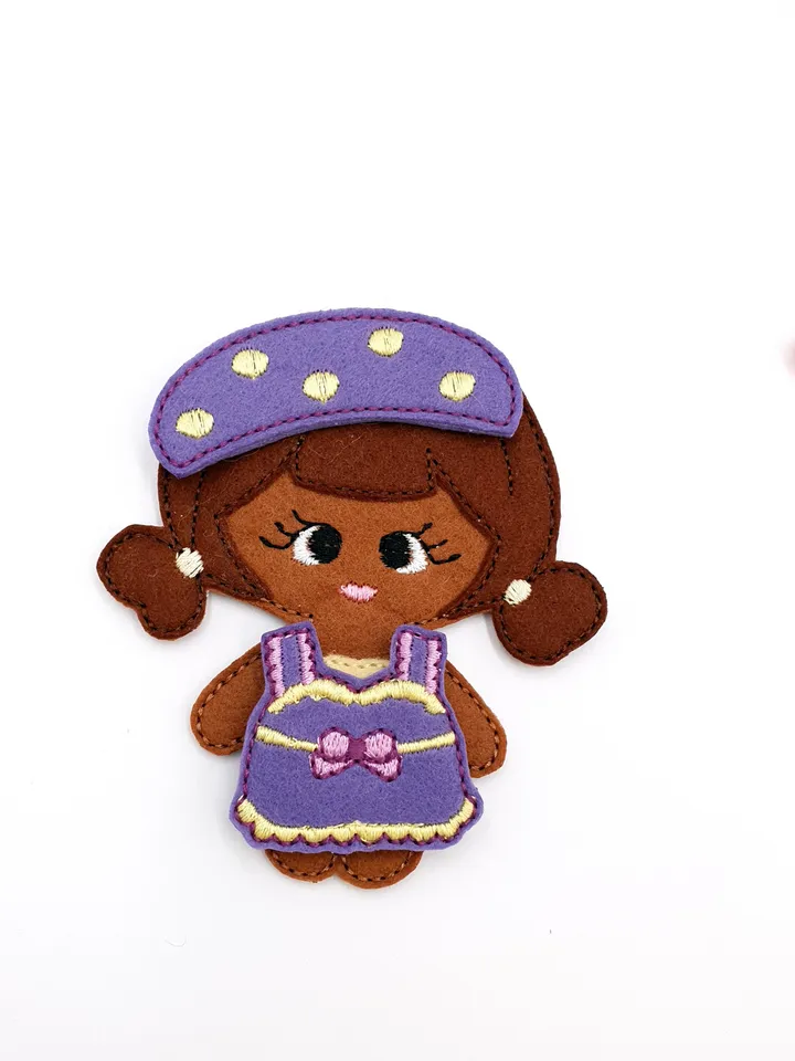 Dress Up Doll ITH Embroidery Design & Clothes Set, Felt Paper Doll Pattern, Quiet Book Toy 4x4 Hoop Digital Download