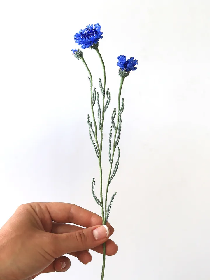 Beaded dandelion, Lily of the valley, forget me not, cornflower | Beaded Flowers pattern | Seed bead patterns