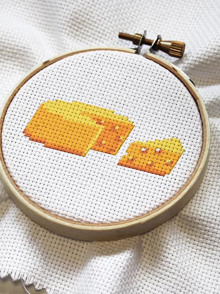 Cheese small cross stitch pattern PDF Mini cross stitch chart, Minimalistic food cross stitch Instant download PDF, Cheese lover gift #F13