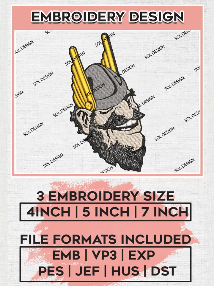 NCAA Idaho Vandals Team Head Logo Embroidery Design Files, NCAA Idaho Vandals Machine Embroidery, NCAA Teams, 3 sizes, NCAA Machine embroidery designs, Digital Download