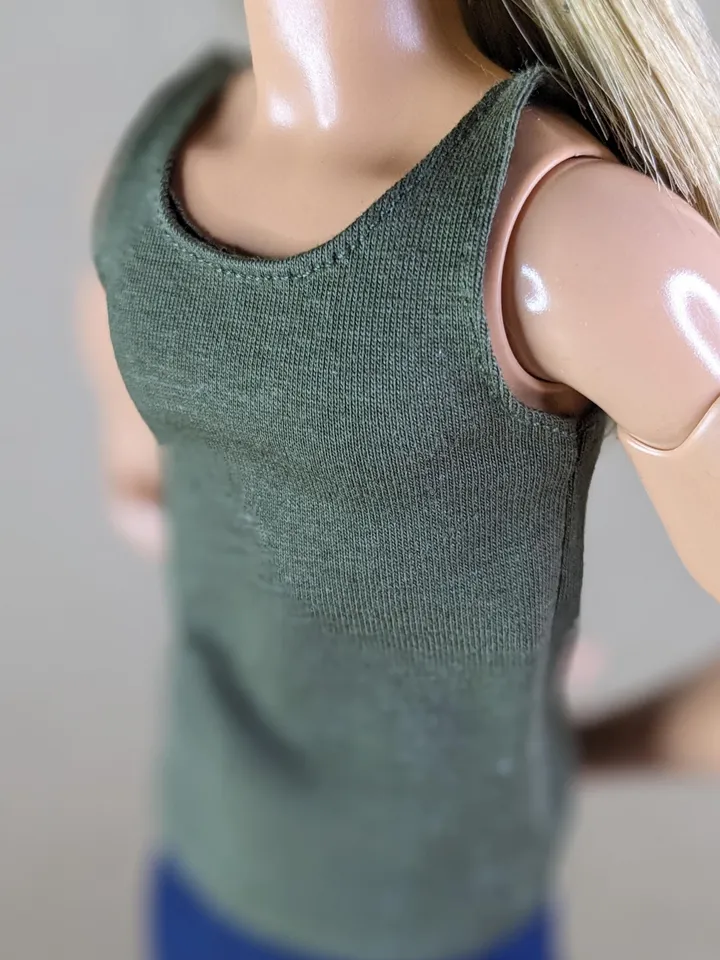 Olive tank top for 12 inch fashion male dolls