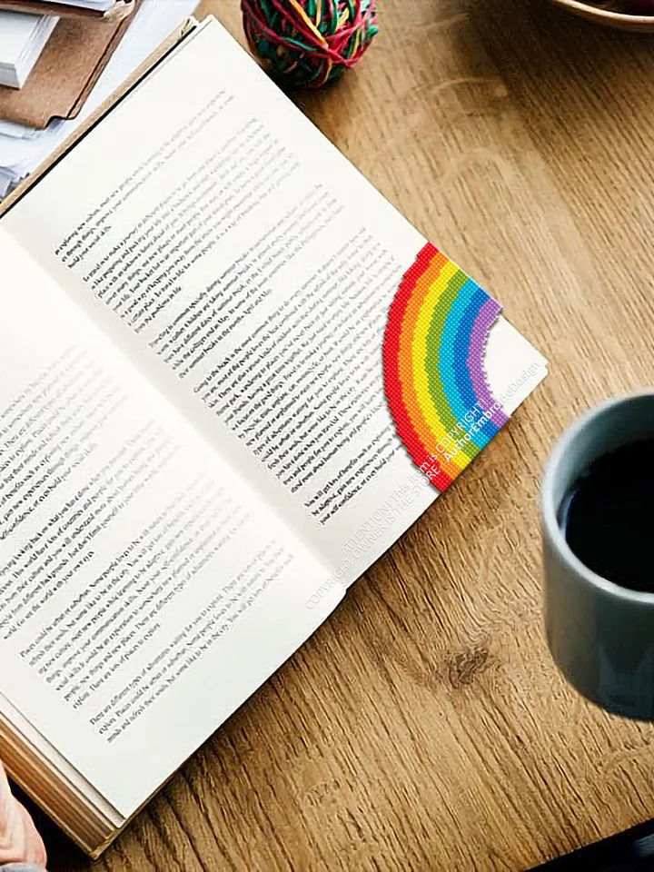 Rainbow Corner bookmark cross stitch pattern download PDF Rainbow cross stitch chart Handmade bookmark digital pattern PDF, LGBTQ gift #B301
