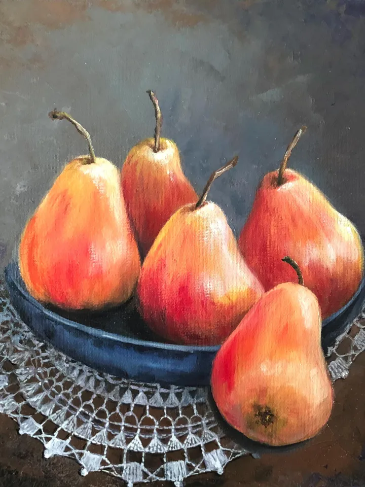 Fruits Original Painting Oil Kitchen Still life Pears Painting