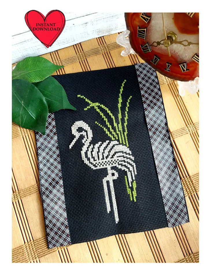 Flamingo cross stitch pattern pdf Halloween cross stitch embroidery counted cross stitch