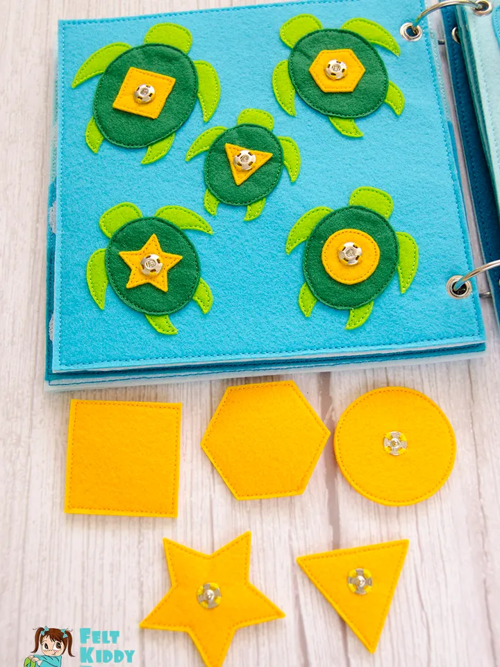 Geometric Turtles, Quiet book page, Pattern and Tutorial, PDF+SVG files