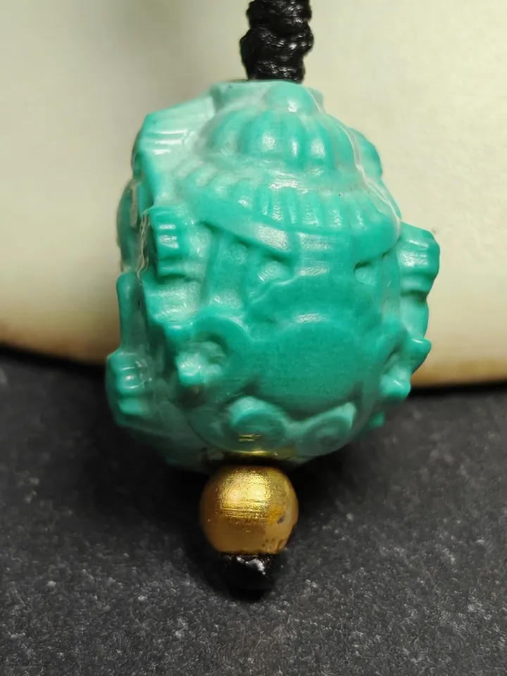 Optimized Turquoise Mahakala Amulet, Gandhanra Hand Carved Tibetan Protective Charm,Spiritual Necklaces