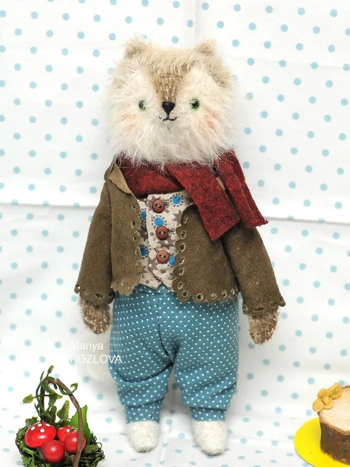 PDF Download Epattern for 8" Artist teddy toy DIY Wolfy Wolf/ sewing instructions/ accessory,clothes,basket instruction