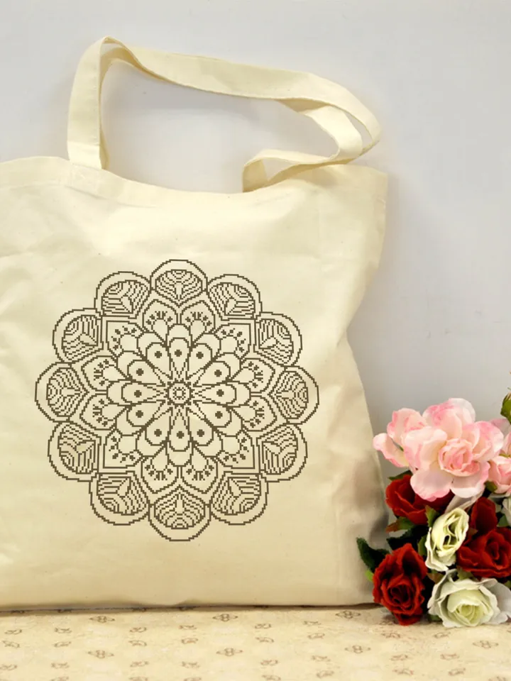 Mandala set cross stitch pattern download PDF, Monochrome embroidery beginner, Floral ornament cross stitch, Simple mandala digital PDF #S15