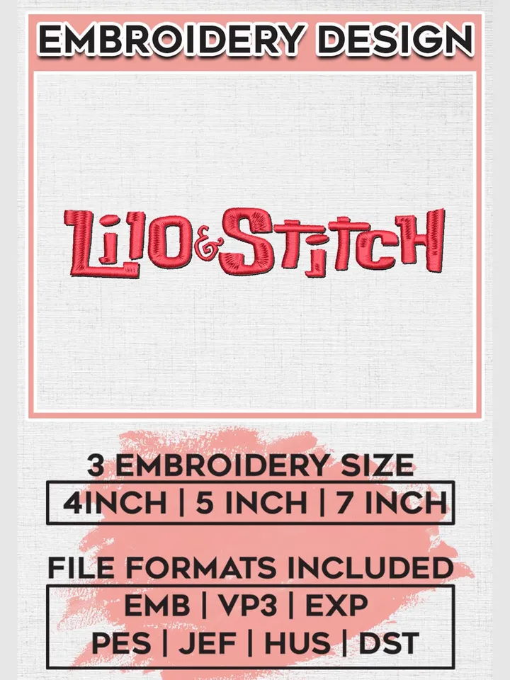 Lilo & Stitch Wordmark Logo Embroidery Designs, Lilo & Stitch Embroidery, Disney Embroidery Files, Machine embroidery Files, Digital Download