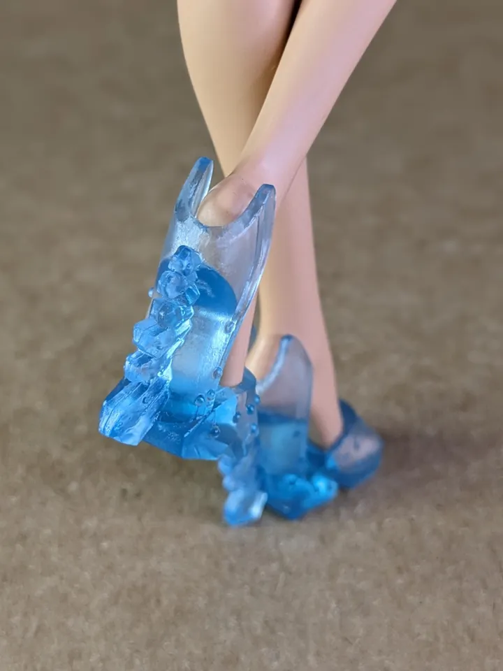 Blue transparent sandals with high heels for 10.5 inch female dolls (MH, EAH)
