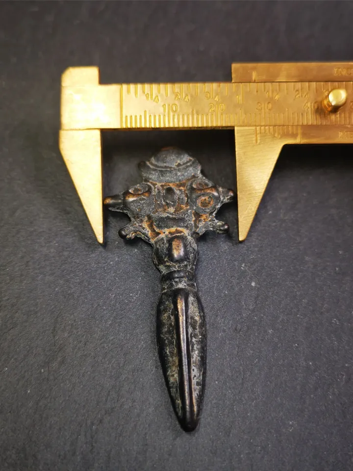 Gandhanra Antique Tibetan Amulet Necklace,Cross Vajra Phurba,Kila(Dorje Phurba) ,Made of Thokcha,70 Years Old,2.36"
