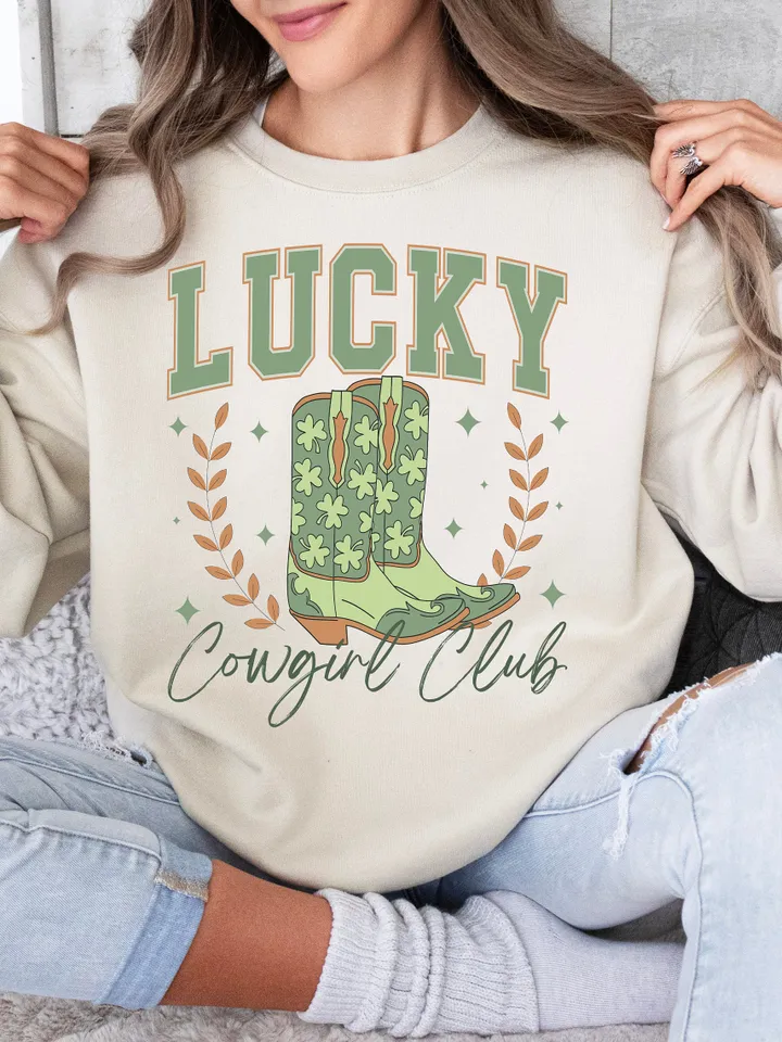 Lucky Cowgirl Png,St. Patrick's Day Png,Western png,Cowgirl png,Cowboy png,Trendy png,Irish png,Shamrock Png Happy go Lucky Clover Png