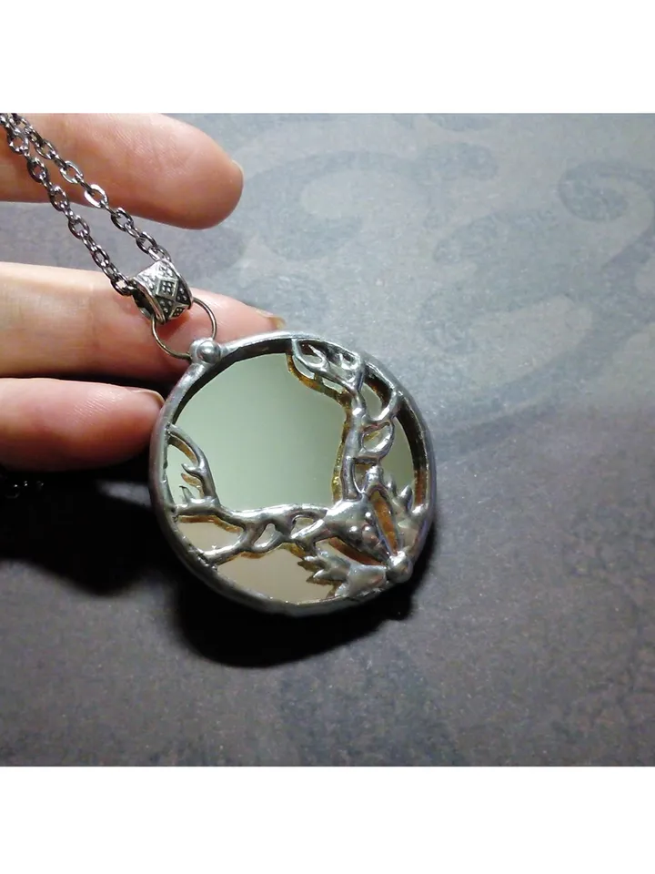 Deer antler jewelry, Deer head necklace, Noel, Yule jewelry. Christmas deer, stag head pendant
