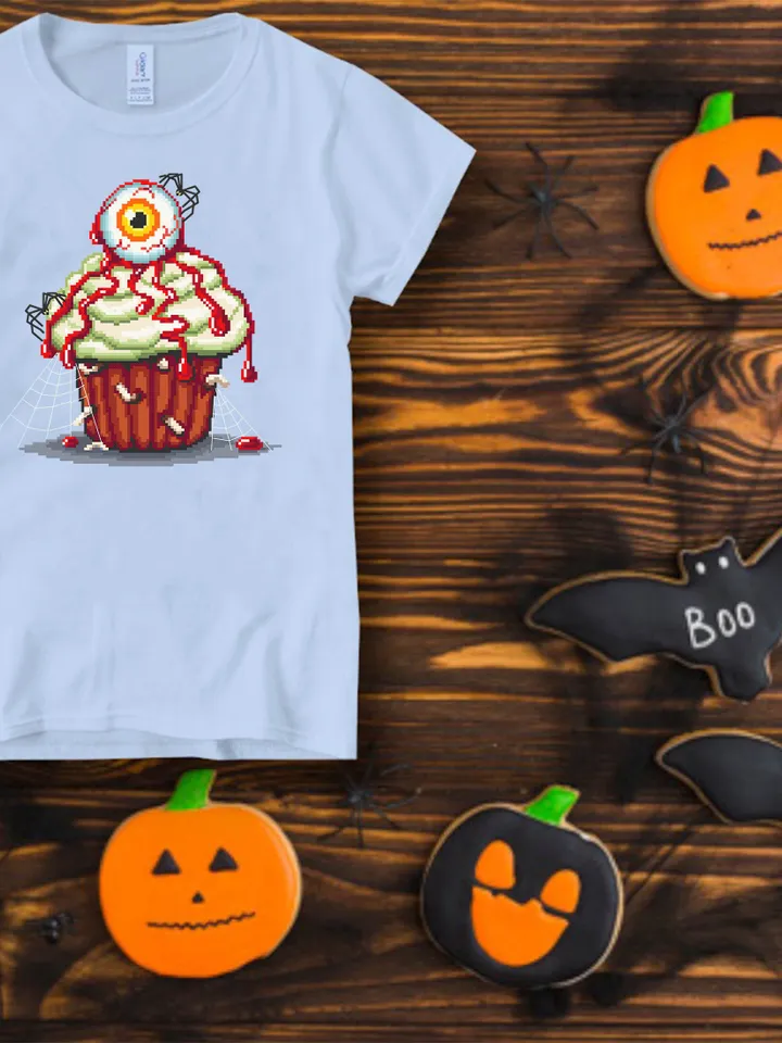 Halloween cupcake cross stitch pattern download PDF Spooky cross stitch Dessert Beginner stitch Cute Halloween embroidery Sweet food #H14
