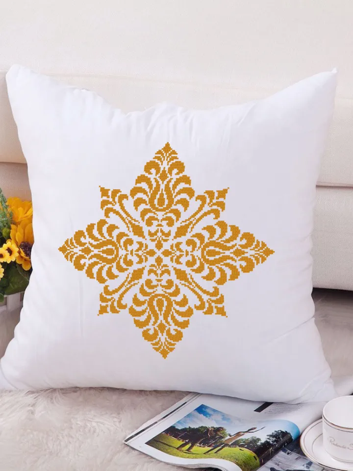 Flower mandala cross stitch pattern PDF download Simple mandala digital PDF, Monochrome ornament cross stitch chart Mandala embroidery #M215