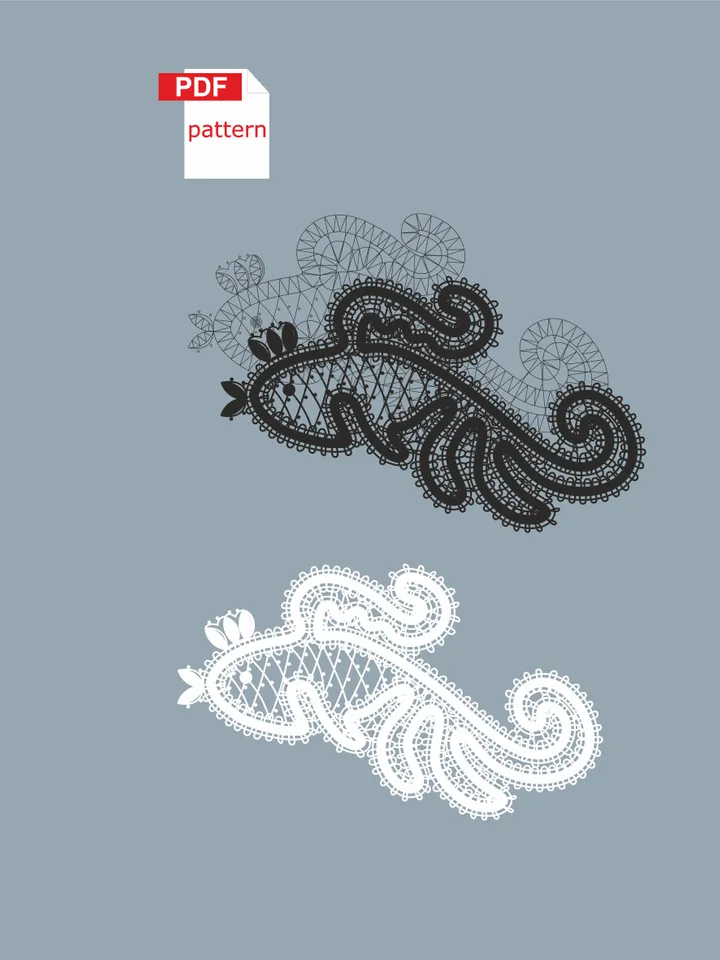 Bobbin lace Fish pattern Lace souvenir Printable PDF pattern Lace decor