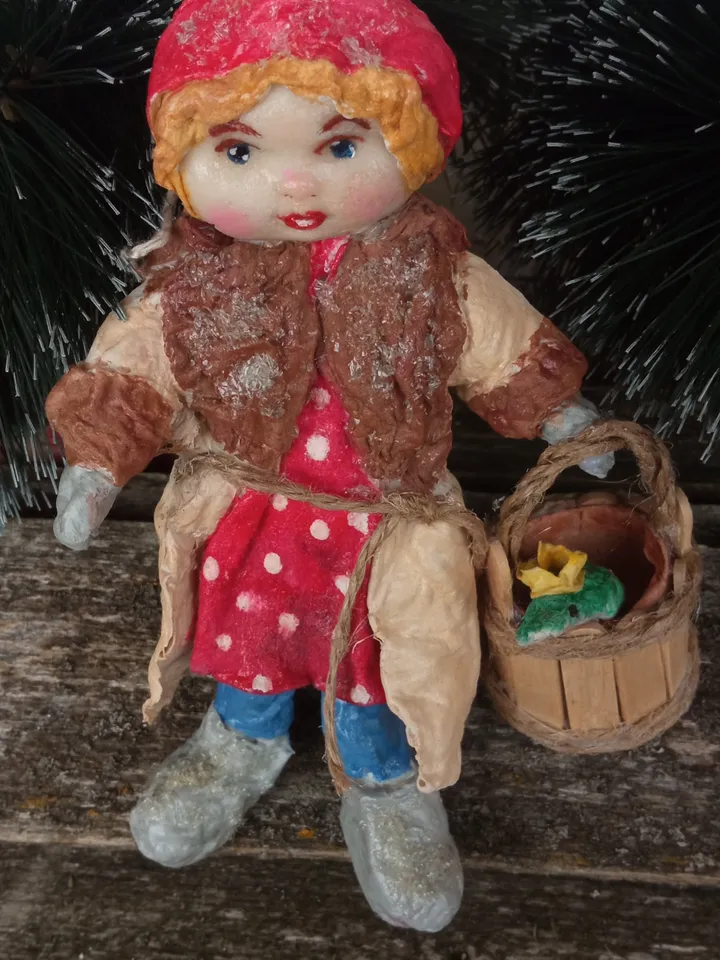 Collectible Cotton doll "Emelya" - A Unique Decor for Your Home and Christmas Tree. Art doll.
Christmas ornament. Holiday gifts. Home decor indoor.