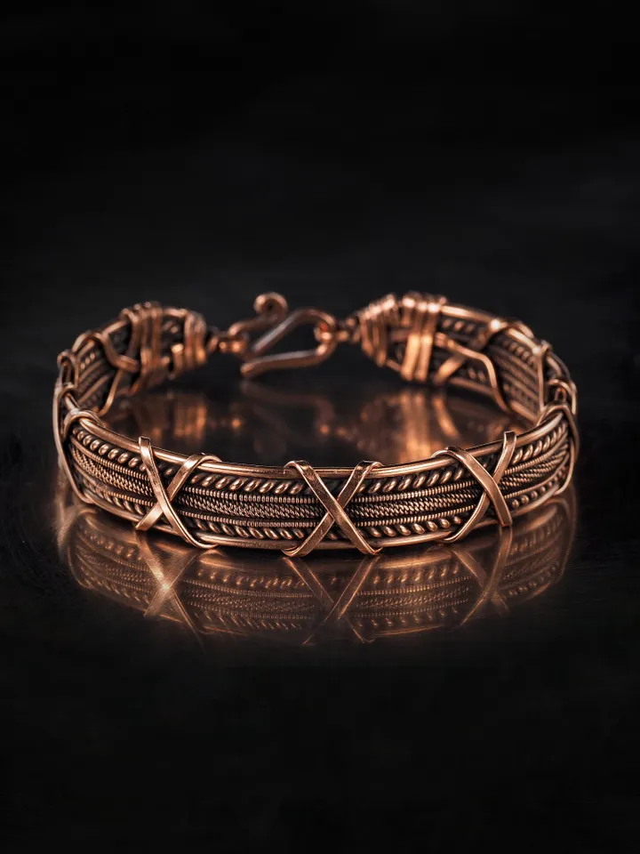 Woven copper wire bracelet Antique style handcrafted copper jewelry Unique gift