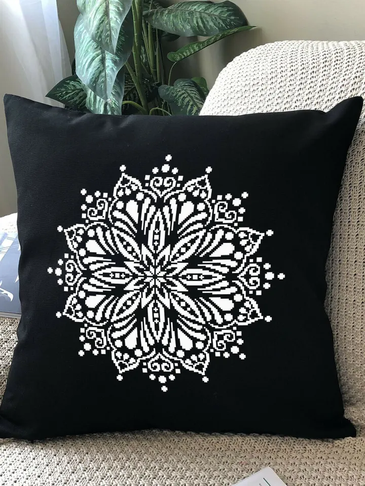Monochrome mandala cross stitch pattern download PDF Flower mandala digital Modern beginner stitch Floral ornament cross stitch chart #M173