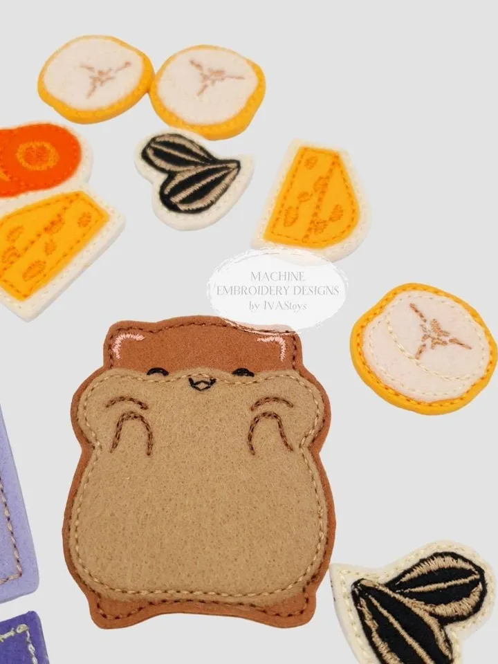 ITH Feed the Hamster Quiet Book Page Embroidery Design & Game, Felt Activity Toy Pattern, 5x7 Hoop Digital File