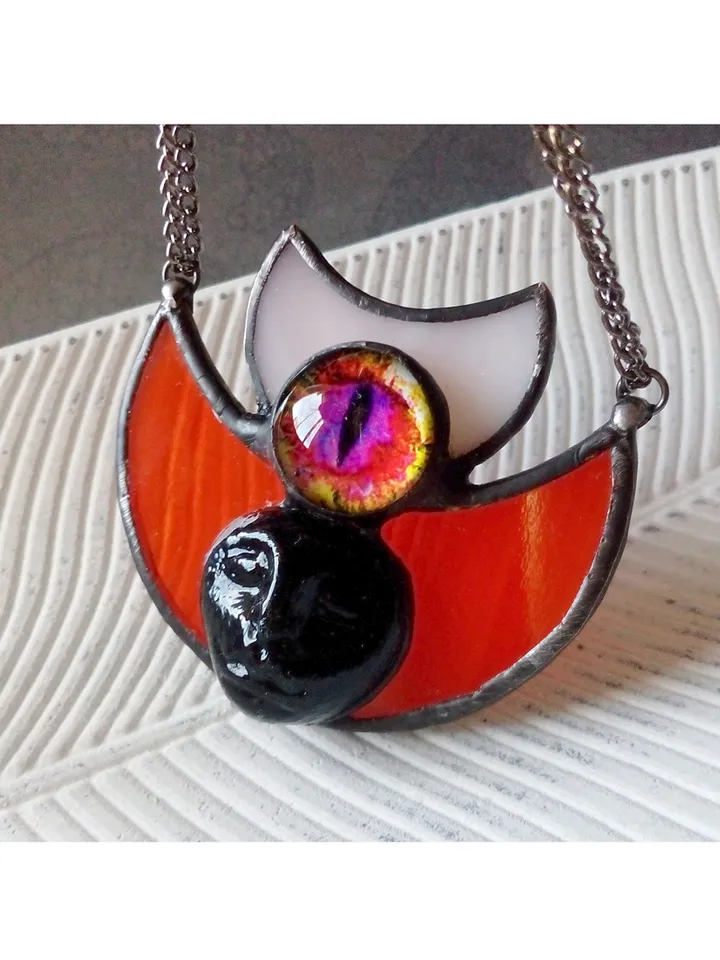 Moon crescent necklace, blood moon necklace, black lilith, soldered crescent, Halloween moon, witchy aesthetic